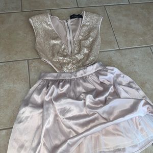 Akira Sequin Rose Gold Dress